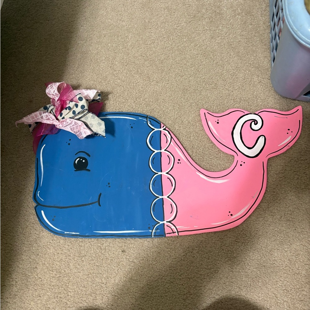 Pink and Blue Whale Wall Decor